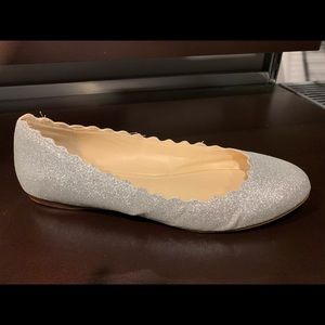 Betsy Johnson silver glitter flats